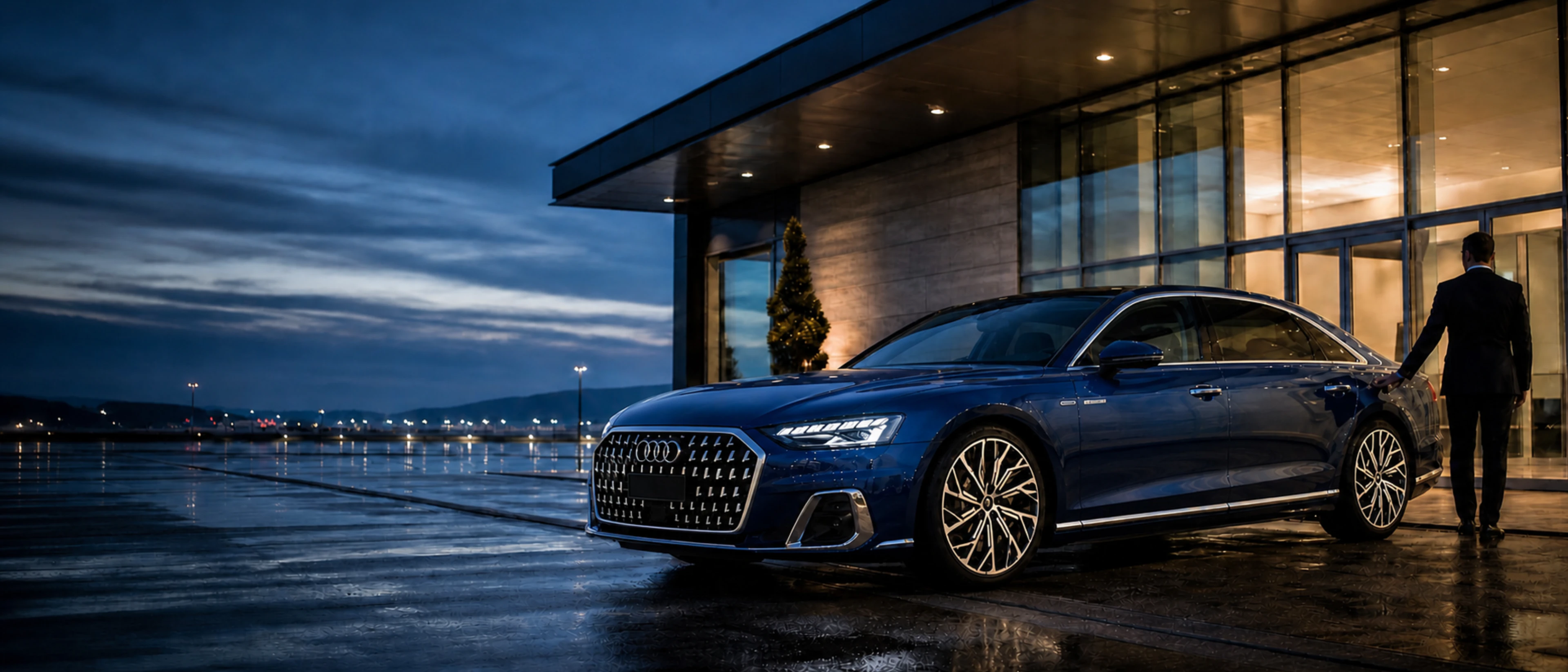 Servizio chauffeur executive con l’ammiraglia blu di New Fly Service
